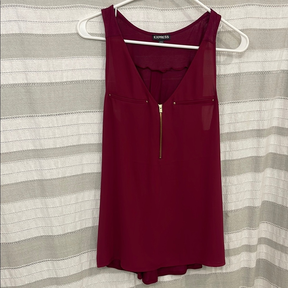 Express Women's Deep Red V-Neck Tank Top
